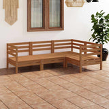 4 Piece Garden Lounge Set Solid Pinewood Honey Brown