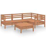 5 Piece Garden Lounge Set Solid Pinewood Honey Brown - Front View