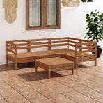 5 Piece Garden Lounge Set Solid Pinewood Honey Brown