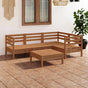 5 Piece Garden Lounge Set Solid Pinewood Honey Brown