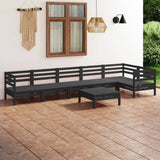 7 Piece Garden Lounge Set Solid Pinewood Black