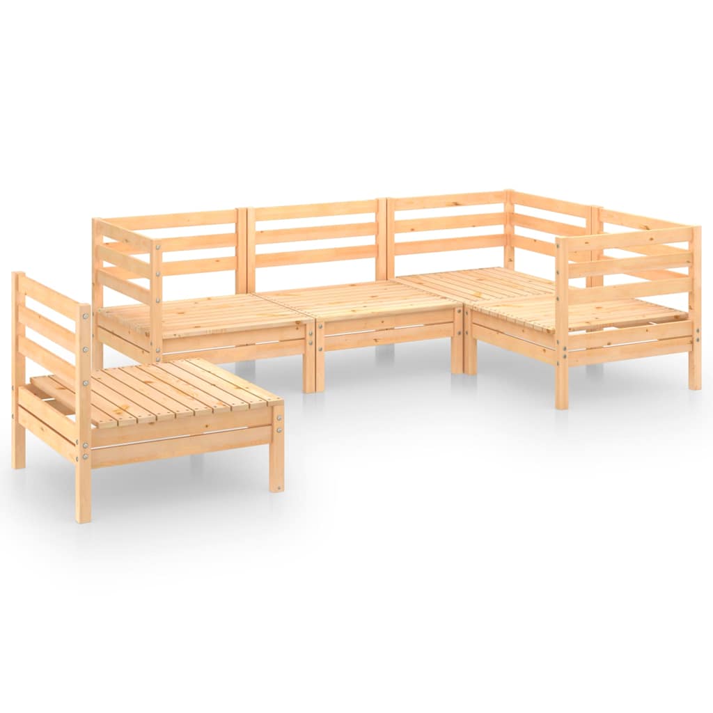 5 Piece Garden Lounge Set Solid Pinewood