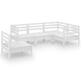 5 Piece Garden Lounge Set Solid Pinewood White - Front View