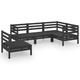 5 Piece Garden Lounge Set Solid Pinewood Black