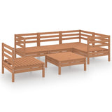 6 Piece Garden Lounge Set Solid Pinewood Honey Brown - Front View