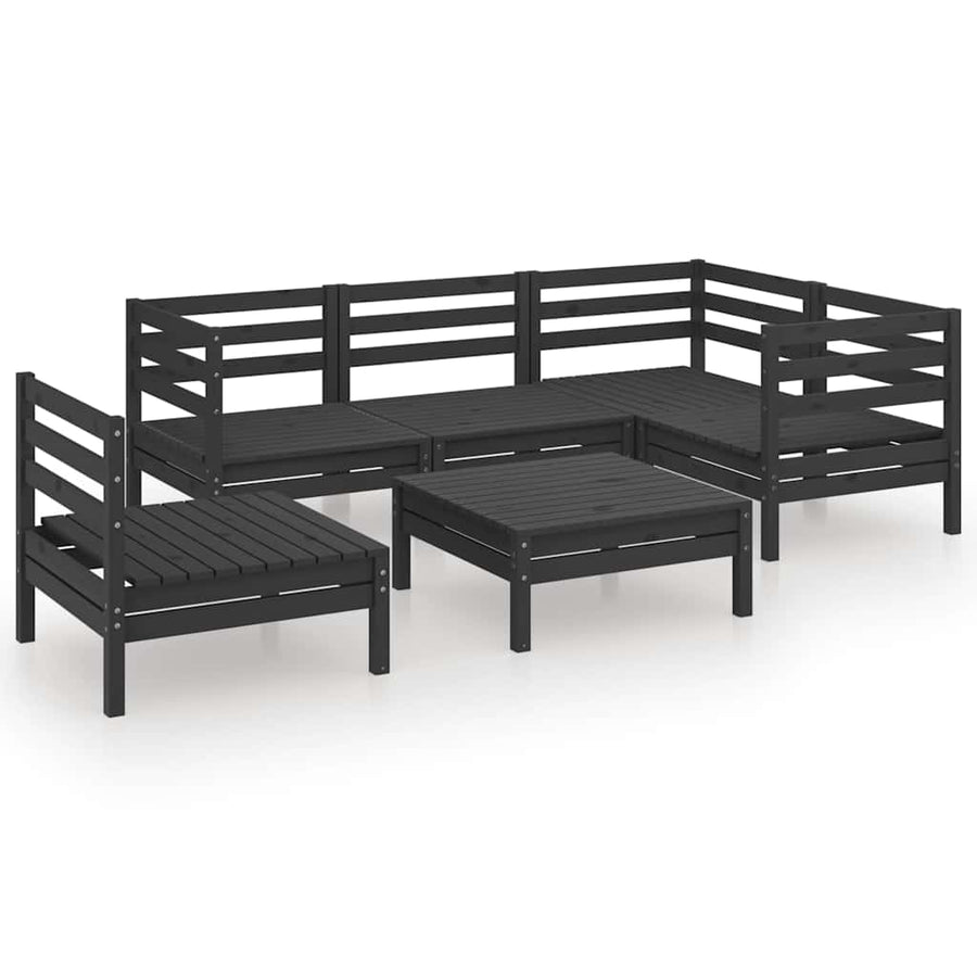 6 Piece Garden Lounge Set Solid Pinewood Black
