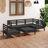 6 Piece Garden Lounge Set Solid Pinewood Black