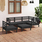 6 Piece Garden Lounge Set Solid Pinewood Black