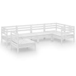 6 Piece Garden Lounge Set Solid Pinewood White