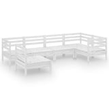 6 Piece Garden Lounge Set Solid Pinewood White - Front View