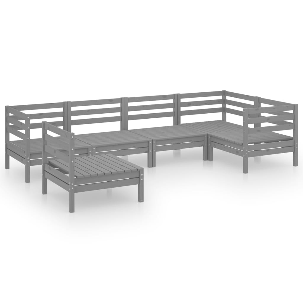6 Piece Garden Lounge Set Solid Pinewood Grey