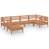 6 Piece Garden Lounge Set Solid Pinewood Honey Brown - Front View