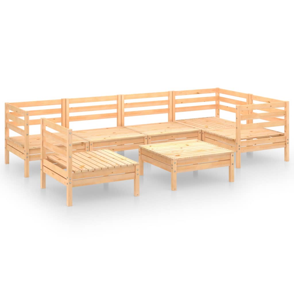 7 Piece Garden Lounge Set Solid Pinewood