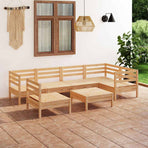 7 Piece Garden Lounge Set Solid Pinewood