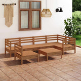 7 Piece Garden Lounge Set Solid Pinewood Honey Brown