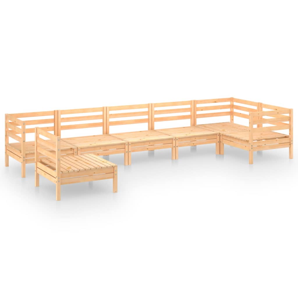 7 Piece Garden Lounge Set Solid Pinewood