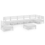 8 Piece Garden Lounge Set Solid Pinewood White
