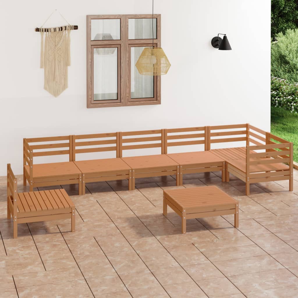 8 Piece Garden Lounge Set Solid Pinewood Honey Brown