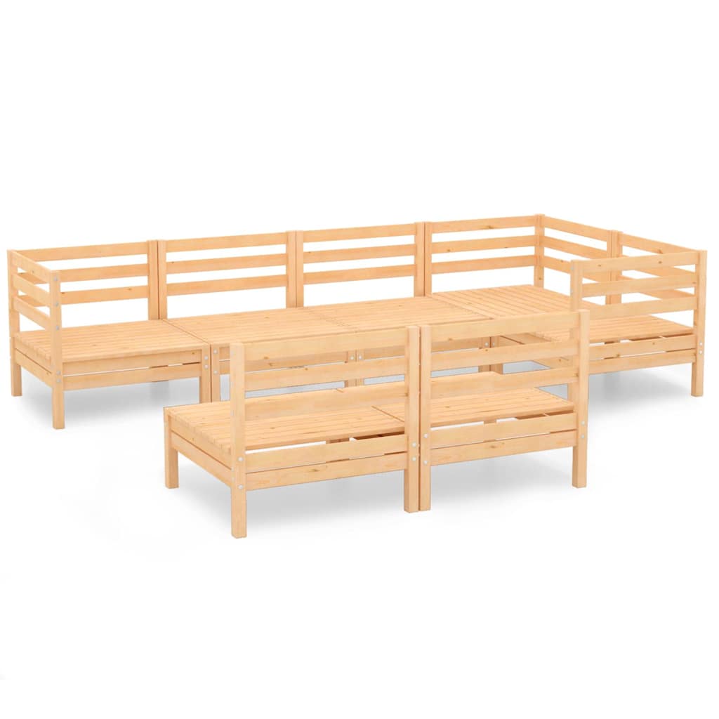 7 Piece Garden Lounge Set Solid Pinewood