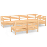 7 Piece Garden Lounge Set Solid Pinewood - Front View
