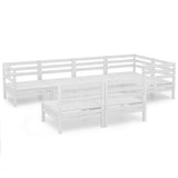 7 Piece Garden Lounge Set Solid Pinewood White - Front View