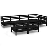 7 Piece Garden Lounge Set Solid Pinewood Black - Front View