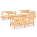 8 Piece Garden Lounge Set Solid Pinewood - Front View