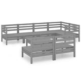 8 Piece Garden Lounge Set Solid Pinewood Grey - Front View