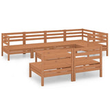 8 Piece Garden Lounge Set Solid Pinewood Honey Brown - Front View