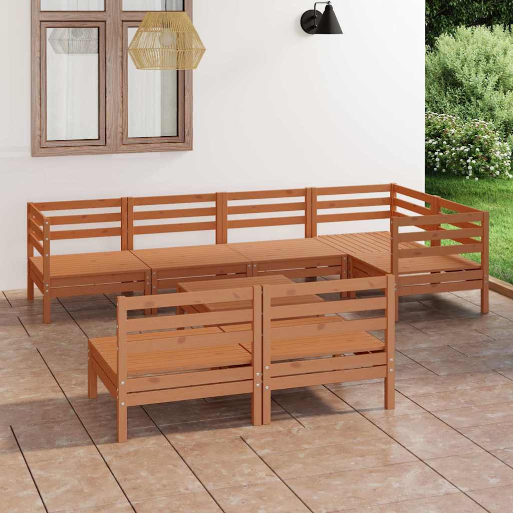 8 Piece Garden Lounge Set Solid Pinewood Honey Brown