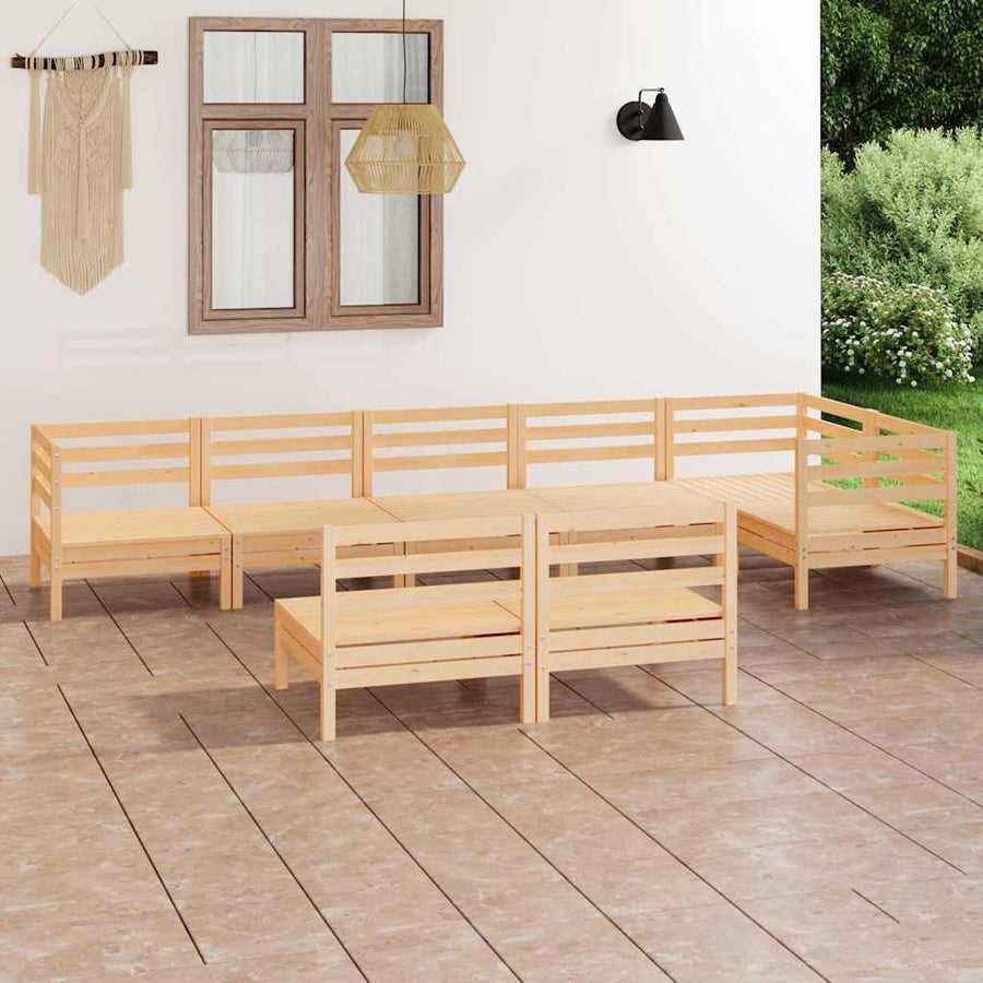 8 Piece Garden Lounge Set Solid Pinewood