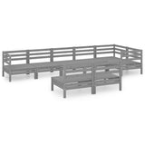 8 Piece Garden Lounge Set Solid Pinewood Grey
