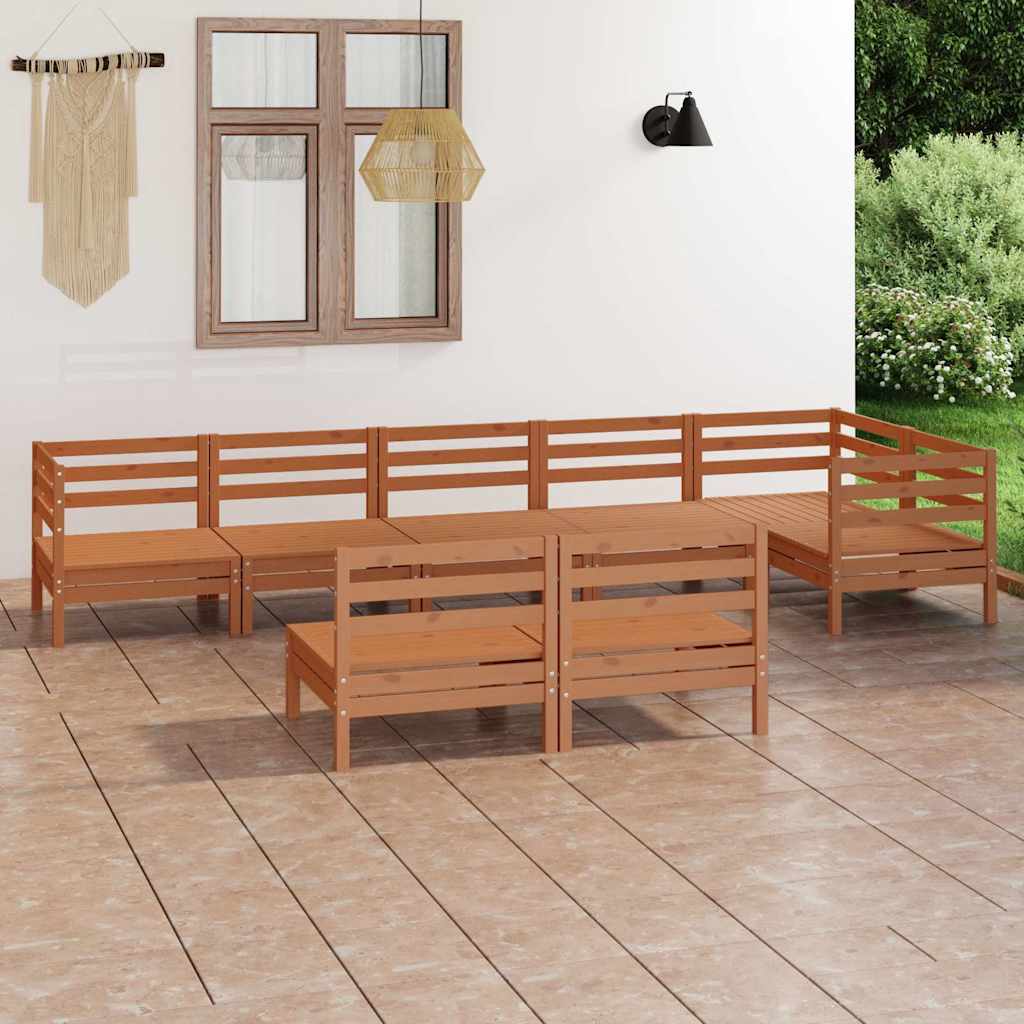 8 Piece Garden Lounge Set Solid Pinewood Honey Brown