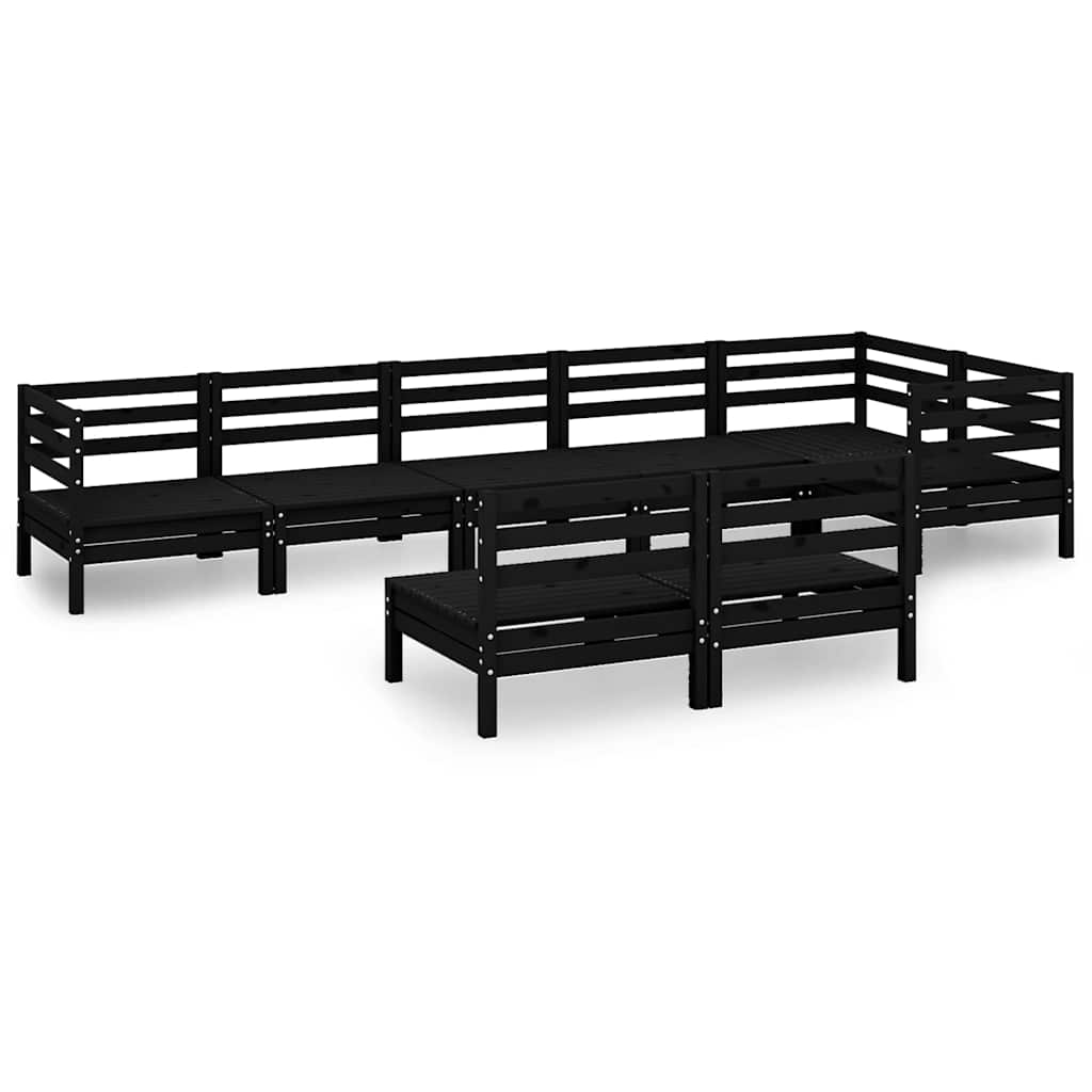 8 Piece Garden Lounge Set Solid Pinewood Black