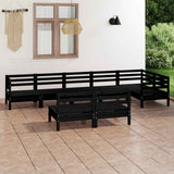 8 Piece Garden Lounge Set Solid Pinewood Black