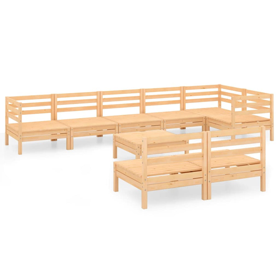 9 Piece Garden Lounge Set Solid Pinewood