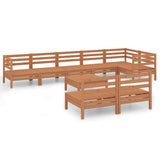 9 Piece Garden Lounge Set Solid Wood Pine Honey Brown - Front View