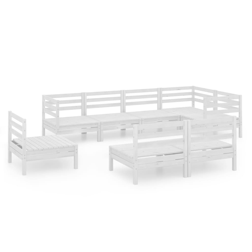 8 Piece Garden Lounge Set Solid Pinewood White