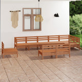 9 Piece Garden Lounge Set Solid Pinewood Honey Brown