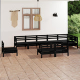 9 Piece Garden Lounge Set Solid Pinewood Black