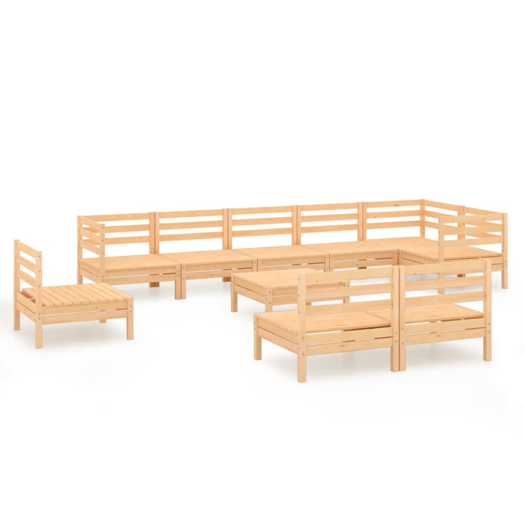 10 Piece Garden Lounge Set Solid Pinewood