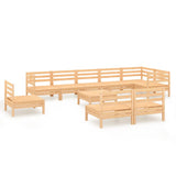 10 Piece Garden Lounge Set Solid Pinewood - Front View