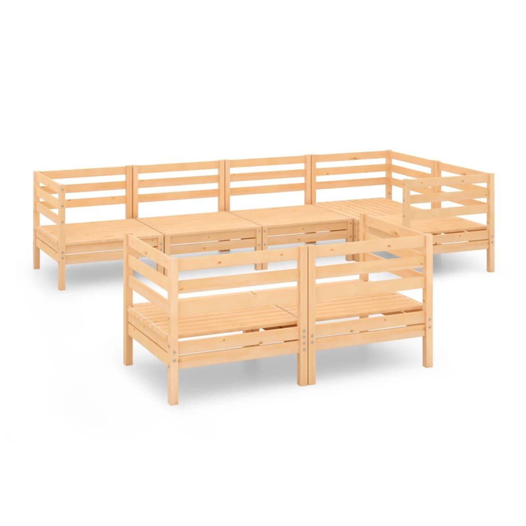 7 Piece Garden Lounge Set Solid Pinewood