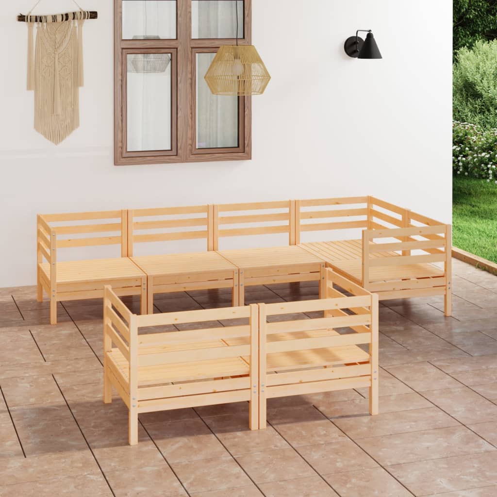 7 Piece Garden Lounge Set Solid Pinewood