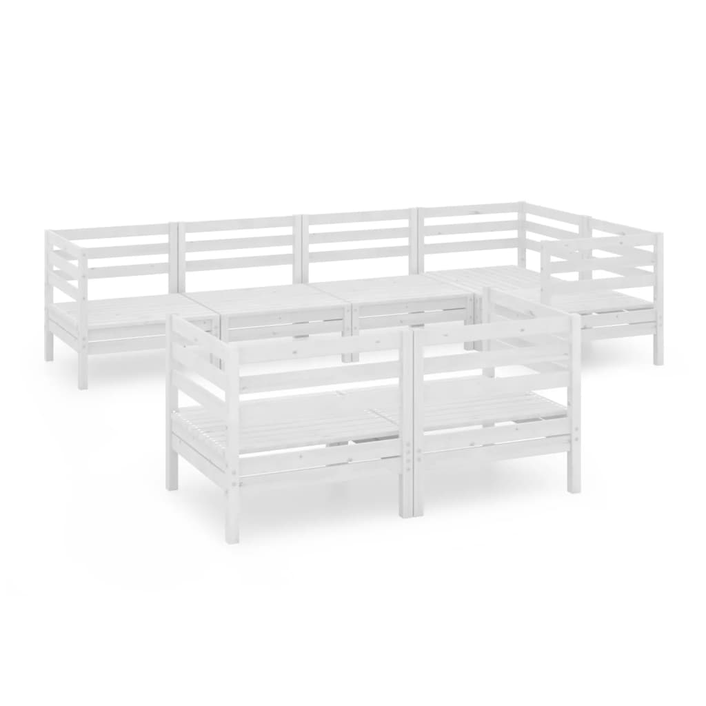 7 Piece Garden Lounge Set Solid Pinewood White