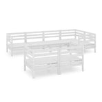 7 Piece Garden Lounge Set Solid Wood Pine White