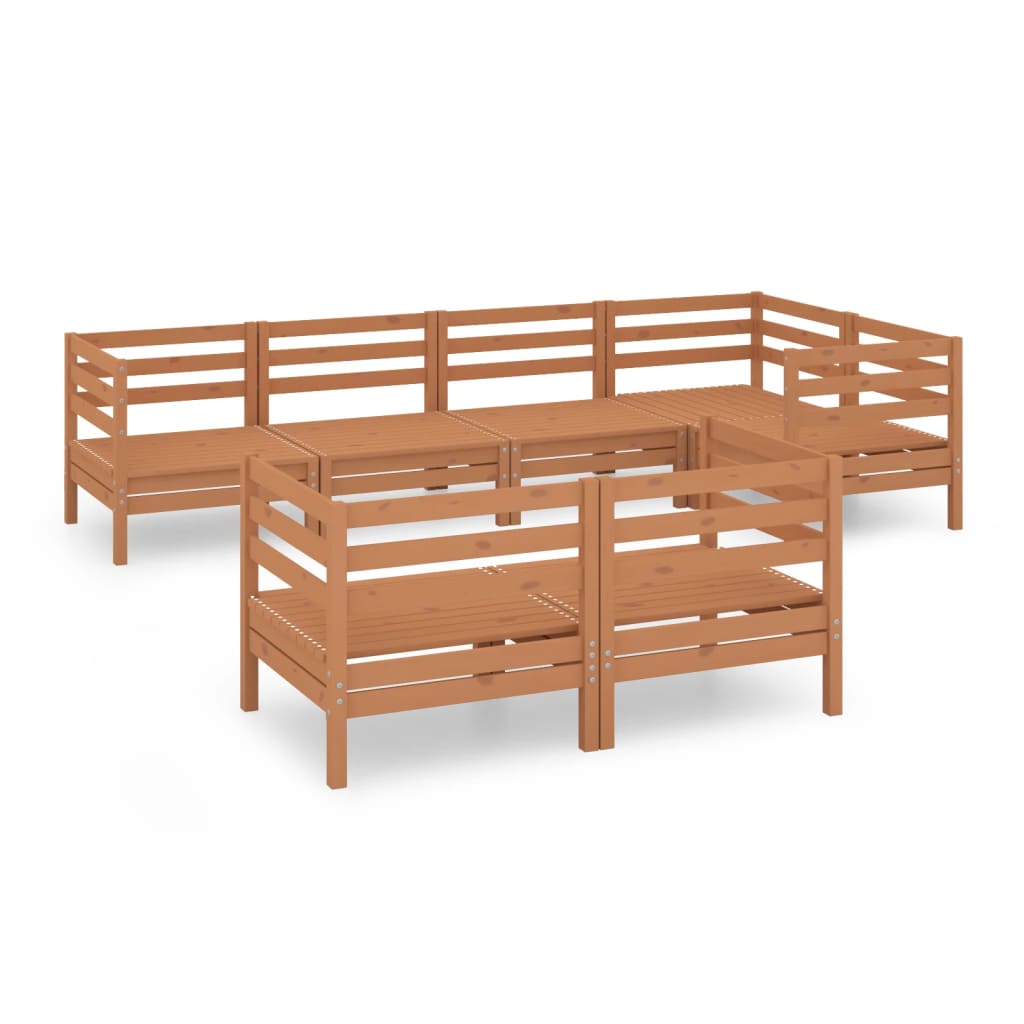 7 Piece Garden Lounge Set Solid Pinewood Honey Brown