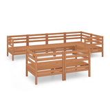 7 Piece Garden Lounge Set Solid Pinewood Honey Brown