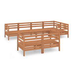 7 Piece Garden Lounge Set Solid Wood Pine Honey Brown
