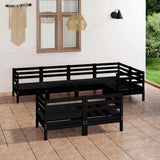 7 Piece Garden Lounge Set Solid Wood Pine Black